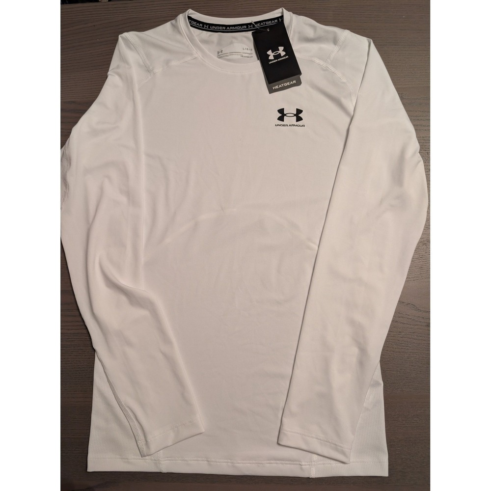 NWT Under Armour Men's Medium HeatGear Long Sleeve Compression Shirt White